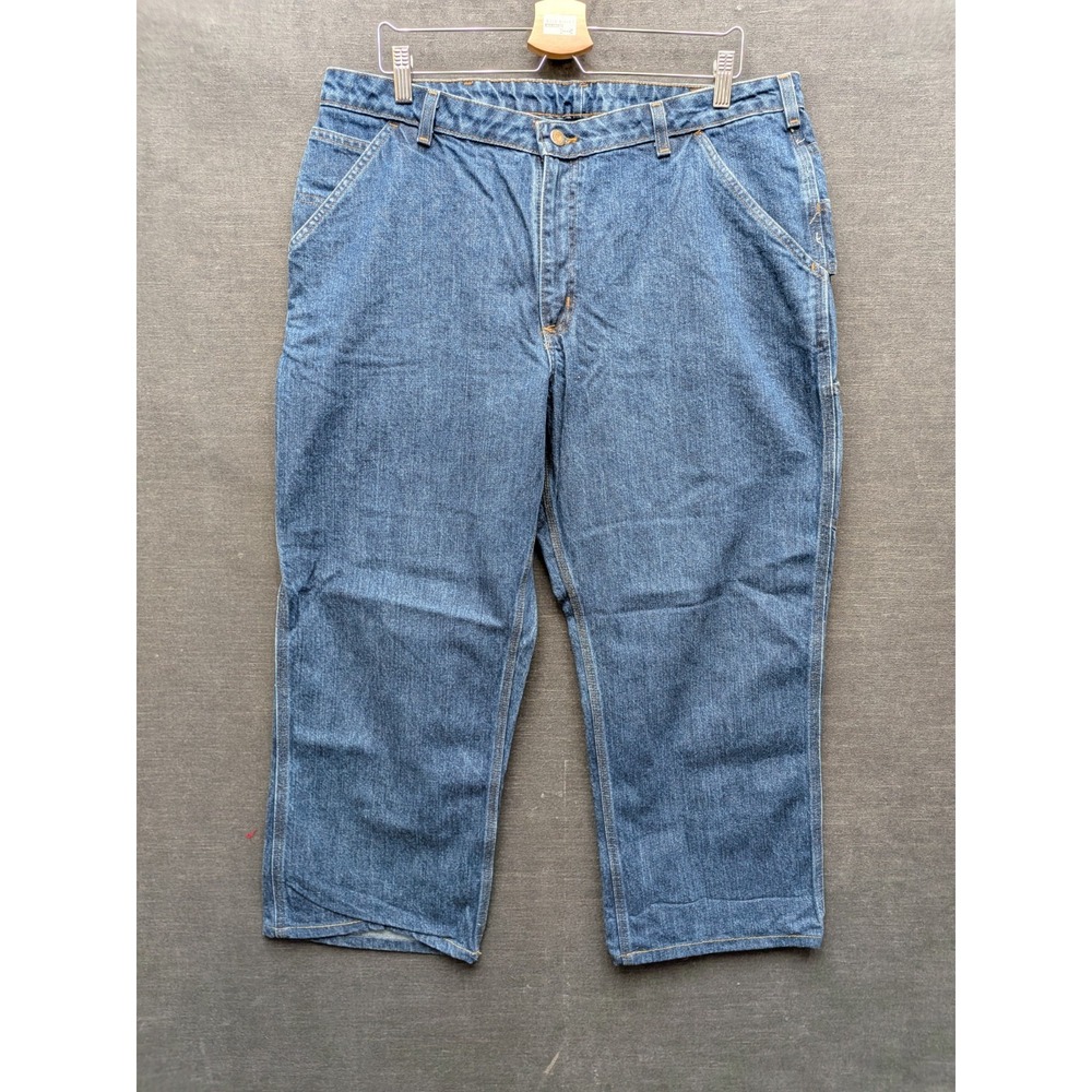 Carhartt Carpenter Jeans Blue Work Jeans 100% Cotton Women's 18x32 Hemmed to 26"